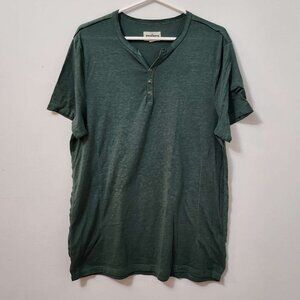 Mens Relaxed Fit Green Button Up Short Sleeve Shirt